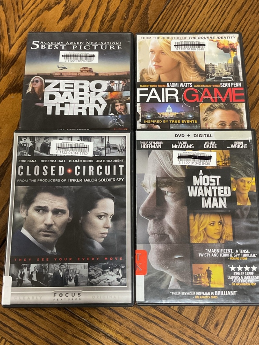 Zero Dark Thirty, Fair Game, Closed Circuit & A Most Wanted Man Triller DVDs 📀